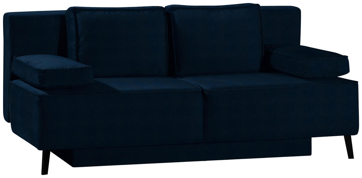 SCHLAFSOFA in Dunkelblau  - Schwarz/Dunkelblau, Konventionell, Textil/Metall (197/91/88cm) - Novel