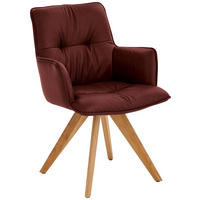 ARMLEHNSTUHL drehbar  in Echtleder pigmentiert  - Eichefarben/Bordeaux, Design, Leder/Holz (59/89/63cm) - Dieter Knoll