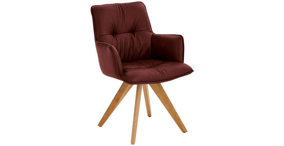 ARMLEHNSTUHL in Holz, Leder Bordeaux  - Eichefarben/Bordeaux, Design, Leder/Holz (59/89/63cm) - Dieter Knoll