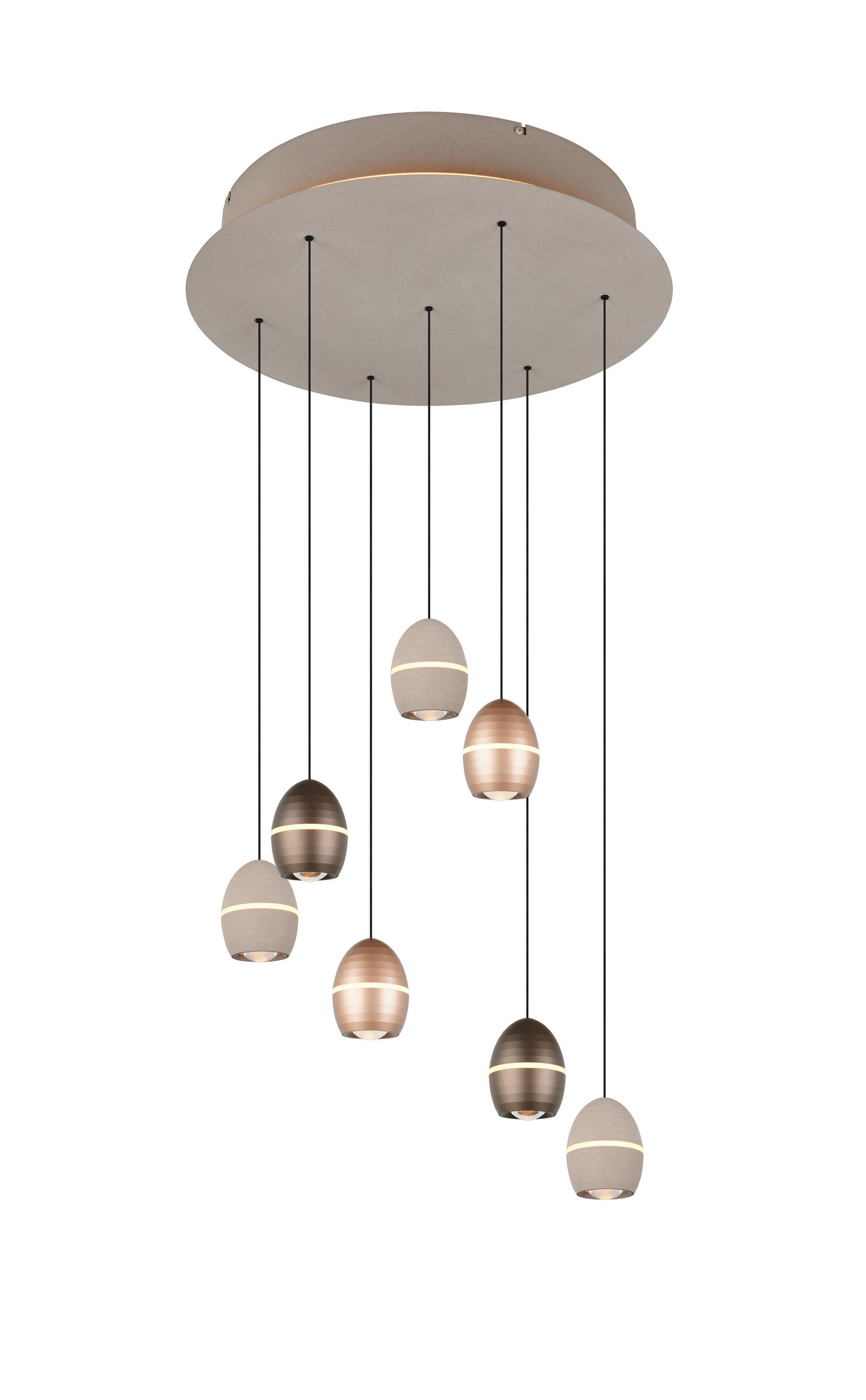 LED-HÄNGELEUCHTE Bedford 50/200 cm  - Platinfarben/Braun, Design, Metall (50/200cm)