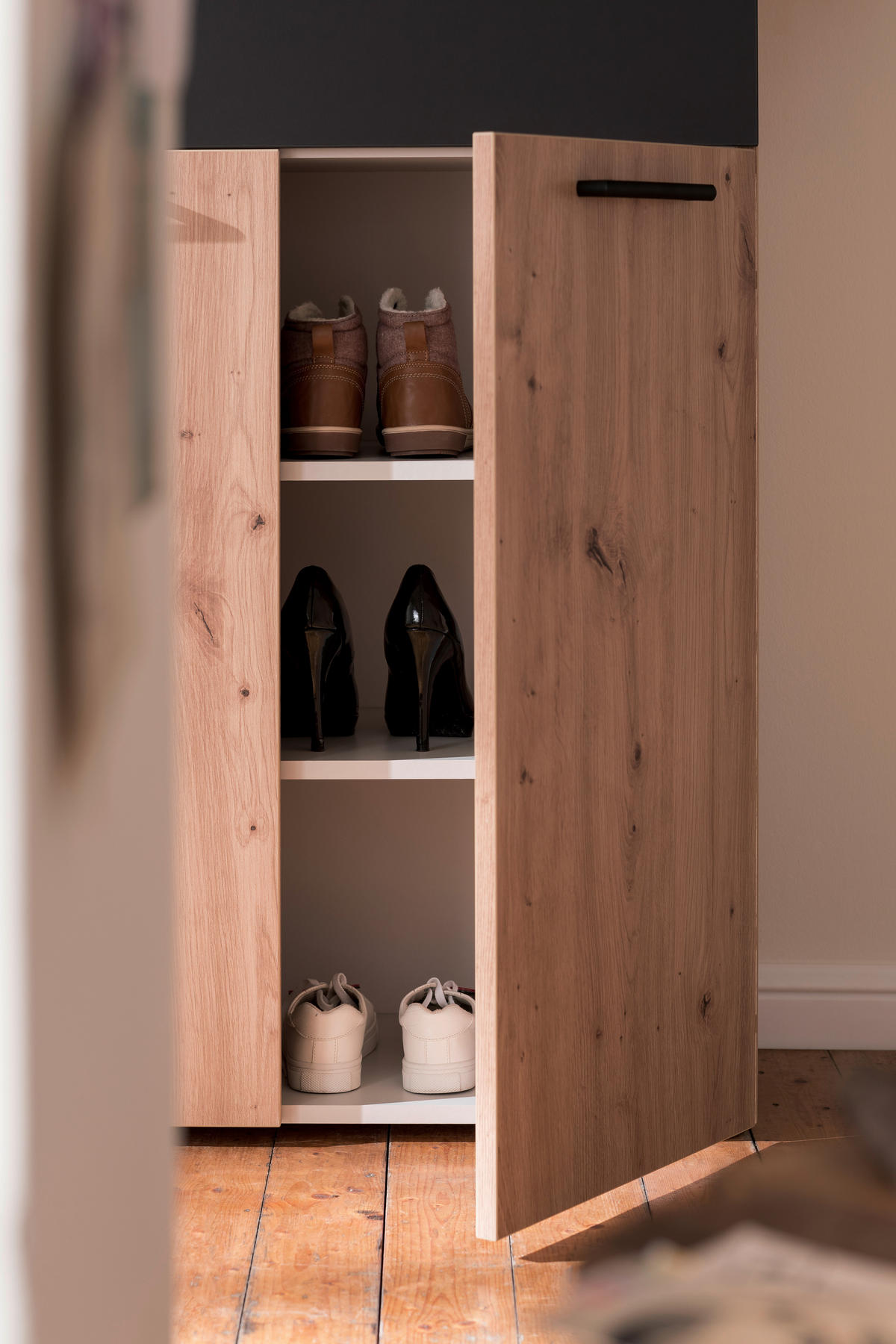GARDEROBE 5-teilig  in 200/200/38 cm  - Eichefarben/Anthrazit, Konventionell, Holzwerkstoff (200/200/38cm) - Moderano