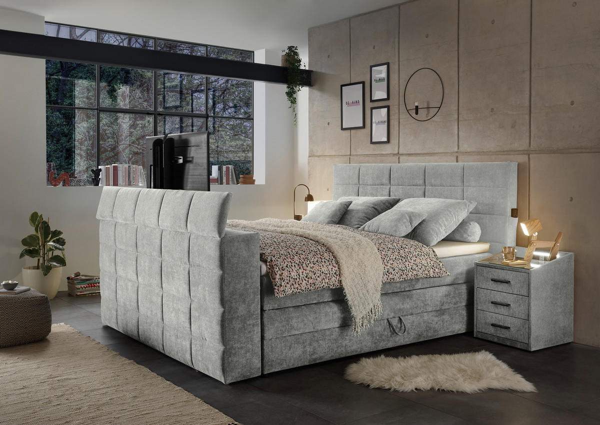 BOXSPRING-ÁGY 180/200 cm  iszap  - iszap, Konventionell, textil (180/200cm) - Carryhome