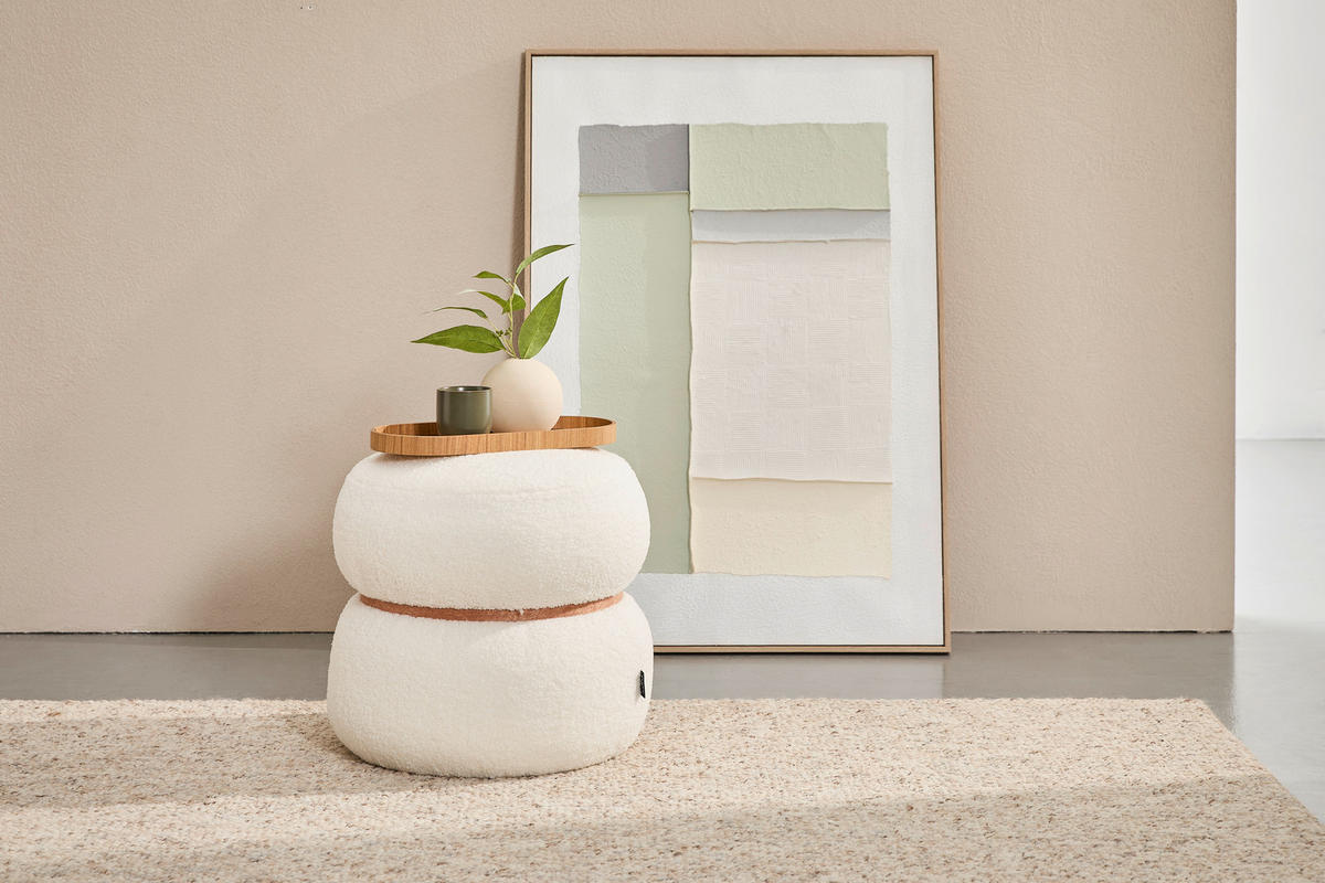 HOCKER Vliesstoff, Teddystoff Weiß  - Weiß, Trend, Textil (45/41/45cm) - Xora