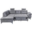 ECKSOFA Grau Velours  - Schwarz/Grau, KONVENTIONELL, Kunststoff/Textil (218/275cm) - Carryhome