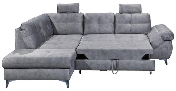 ECKSOFA Grau Velours  - Schwarz/Grau, KONVENTIONELL, Kunststoff/Textil (218/275cm) - Carryhome