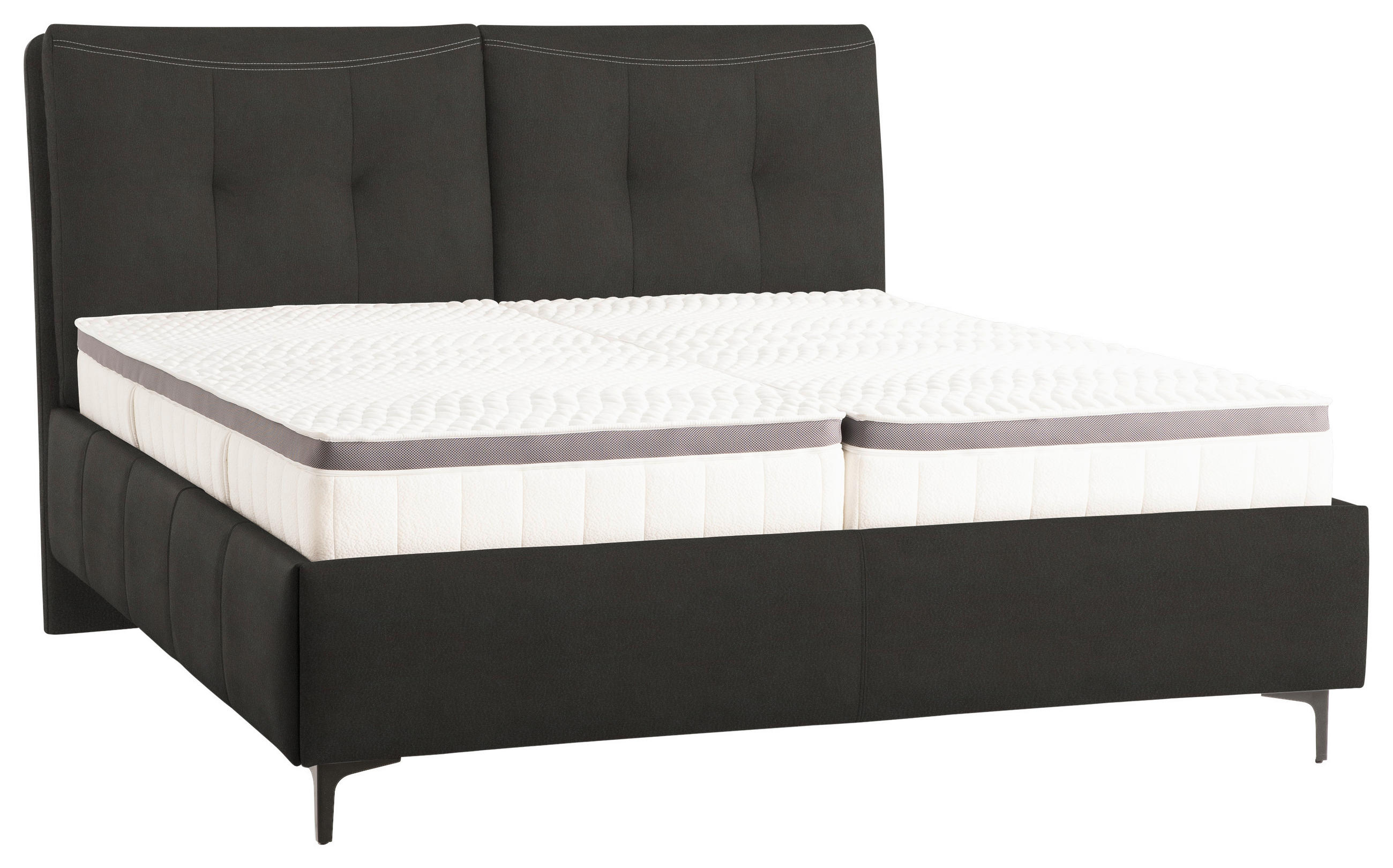 POLSTERBETT Matratze, Lattenrost, Topper Anthrazit 180/200 cm  - Anthrazit/Schwarz, KONVENTIONELL, Leder/Holz (180/200cm) - Novel