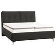 POLSTERBETT Matratze, Lattenrost, Topper Anthrazit 160/200 cm  - Anthrazit/Schwarz, KONVENTIONELL, Leder/Holz (160/200cm) - Novel