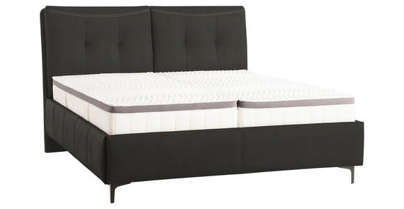 POLSTERBETT Matratze, Lattenrost, Topper Anthrazit 160/200 cm  - Anthrazit/Schwarz, KONVENTIONELL, Leder/Holz (160/200cm) - Novel