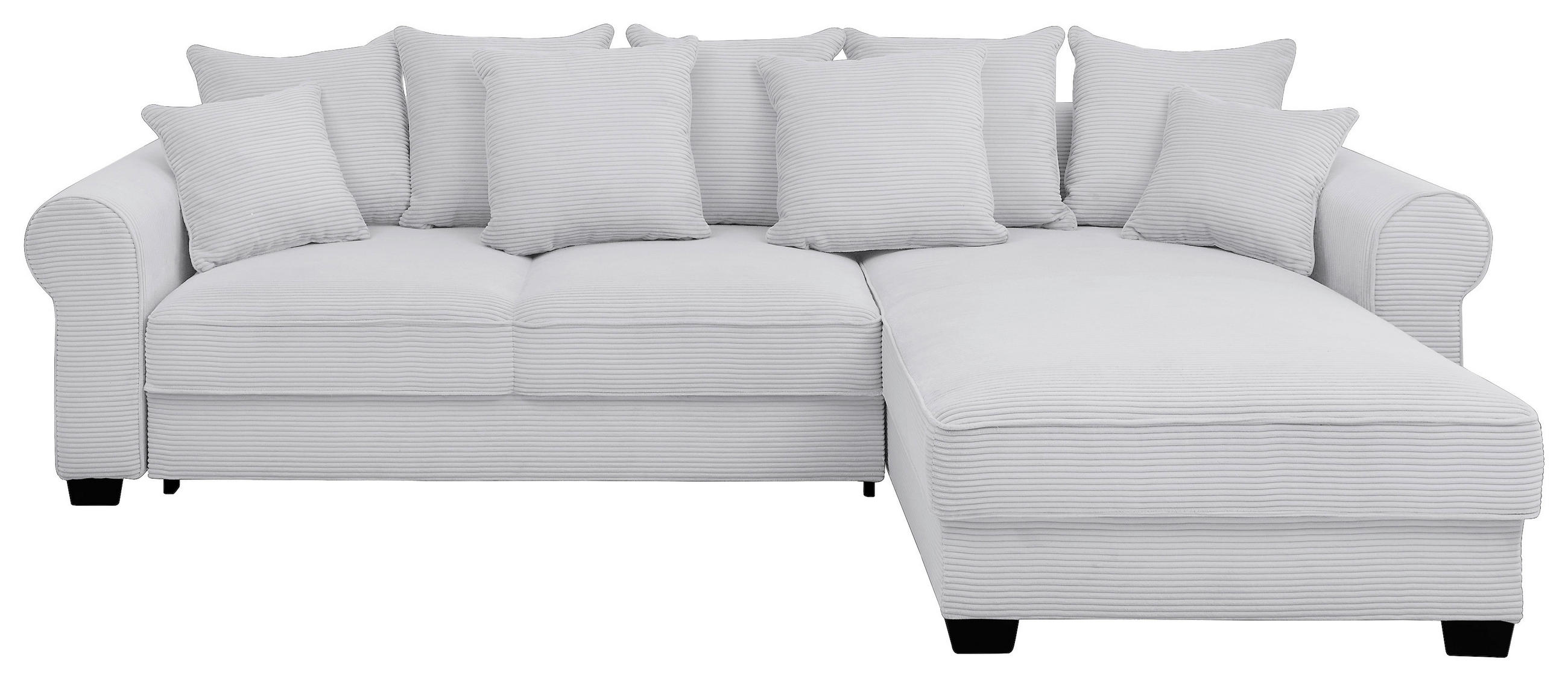 ECKSOFA Hellgrau Cord  - Hellgrau/Schwarz, KONVENTIONELL, Kunststoff/Textil (318/197cm) - Hom`in