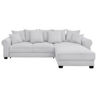 ECKSOFA Hellgrau Cord  - Hellgrau/Schwarz, KONVENTIONELL, Kunststoff/Textil (318/197cm) - Hom`in
