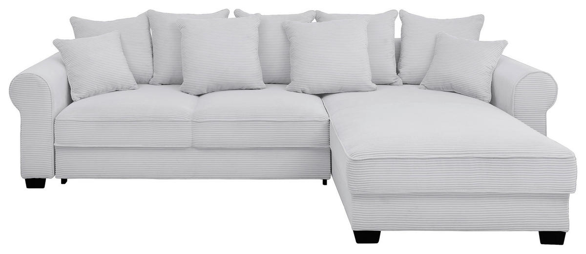 ECKSOFA Hellgrau Cord  - Hellgrau/Schwarz, KONVENTIONELL, Kunststoff/Textil (318/197cm) - Hom`in