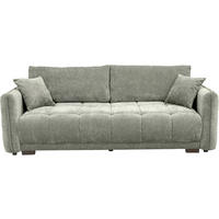 BOXSPRINGSOFA Chenille Grau, Grün  inkl. Zierkissen, Rückenkissen, Bettkasten, Schlaffunktion  - Schwarz/Grau, KONVENTIONELL, Kunststoff/Textil (235/94/103cm) - Novel