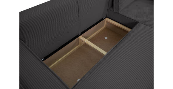 ECKSOFA inkl. Funktionen Dunkelgrau Cord  - Dunkelgrau/Schwarz, Design, Textil (267/141cm) - Xora