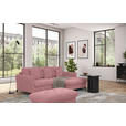 ECKSOFA in Flachgewebe, Leinenoptik Rosa  - Schwarz/Rosa, Design, Textil/Metall (242/170cm) - Xora