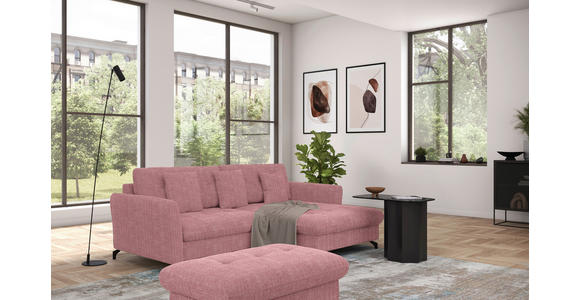 ECKSOFA in Flachgewebe, Leinenoptik Rosa  - Schwarz/Rosa, Design, Textil/Metall (242/170cm) - Xora