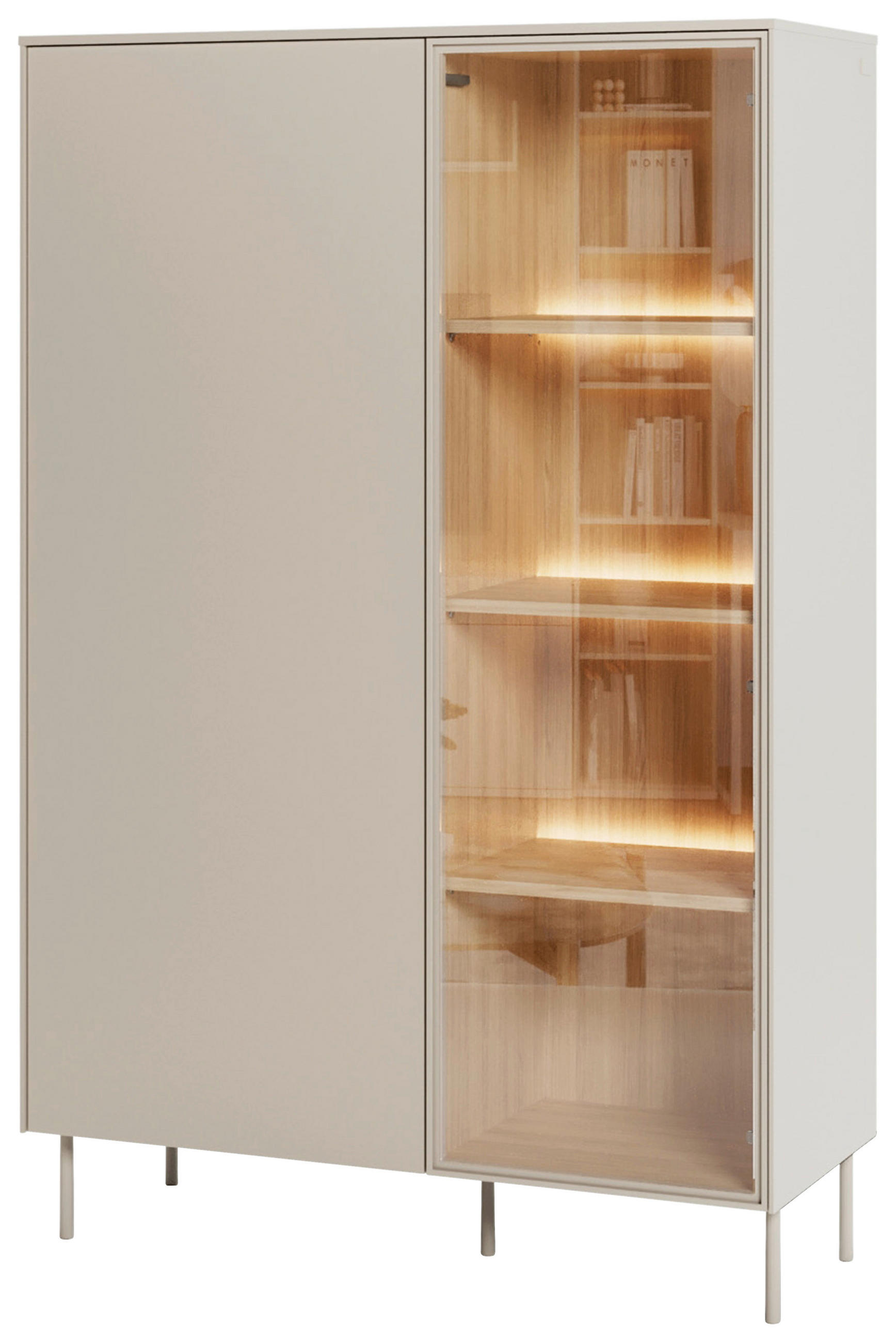 HIGHBOARD 102/156/41 cm Eichefarben, Kaschmir  102/156/41 cm  - Kaschmir/Eichefarben, MODERN, Glas/Holzwerkstoff (102/156/41cm) - Carryhome
