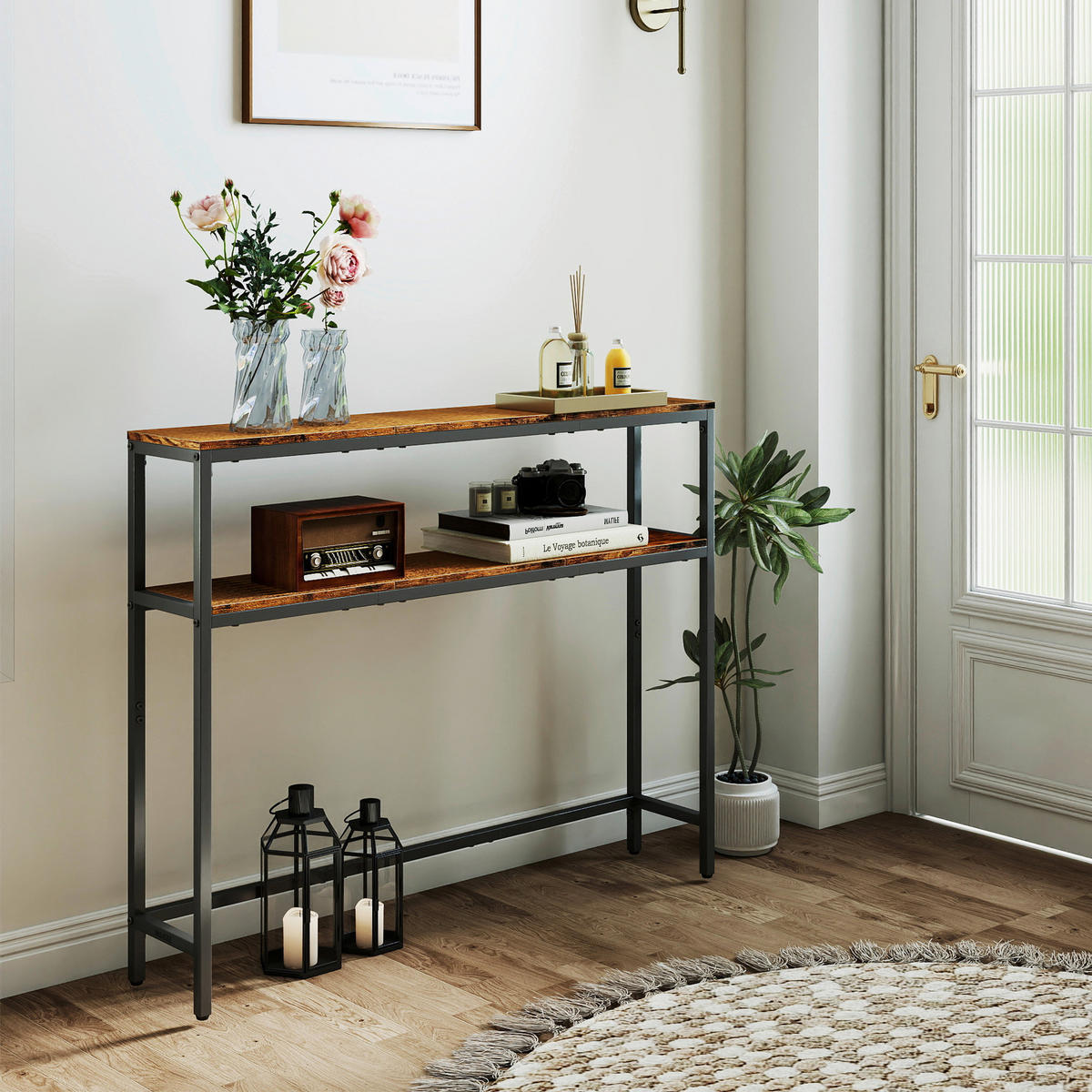 KONSOLENTISCH Schwarz, Dunkelbraun  - Dunkelbraun/Schwarz, Trend, Holzwerkstoff/Metall (100/20/80cm) - Boxxx