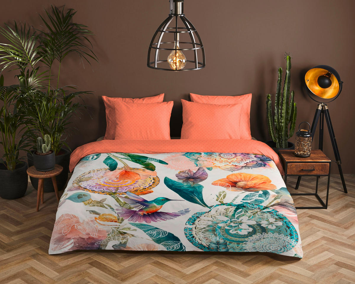 BETTWÄSCHE HIP Satin 140/200 cm  - Koralle/Multicolor, Design, Textil (140/200cm)