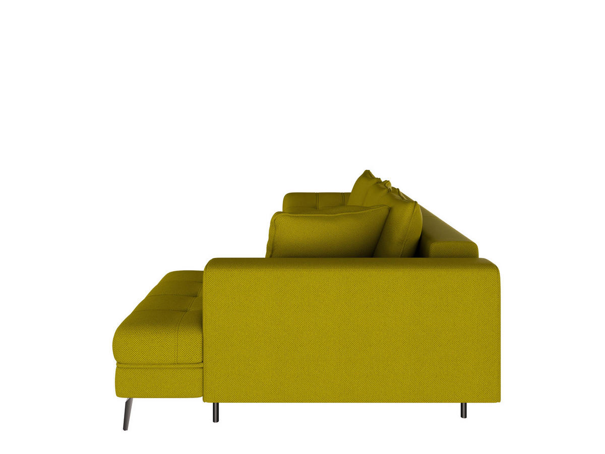 ECKSOFA in Webstoff Limette  - Limette/Schwarz, Modern, Textil/Metall (279/177cm) - Stylife