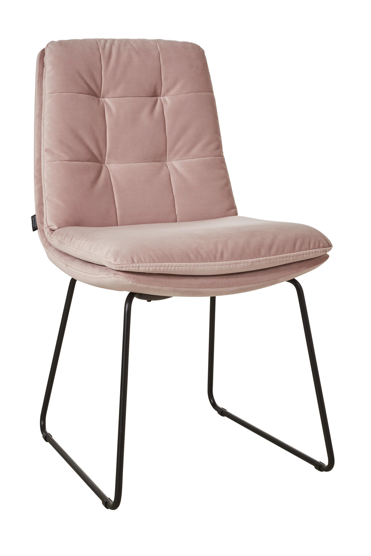 STUHL  in Velours  - Schwarz/Altrosa, Design, Textil/Metall (48/90/69cm) - Johann Jakob