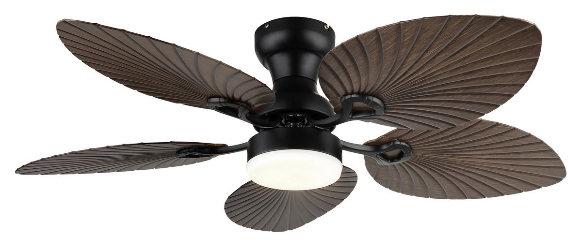 Ventilator mit Beleuchtung ELISE 107/28,5 cm   - Opal/Schwarz, KONVENTIONELL, Kunststoff/Metall (107/28,5cm) - Globo
