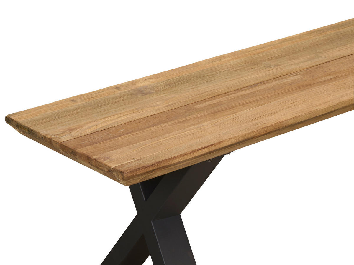 GARTENBANK 220/40/46 cm Teakholz  Edelstahl  - Anthrazit/Teakfarben, Design, Holz/Metall (220/40/46cm) - Amatio
