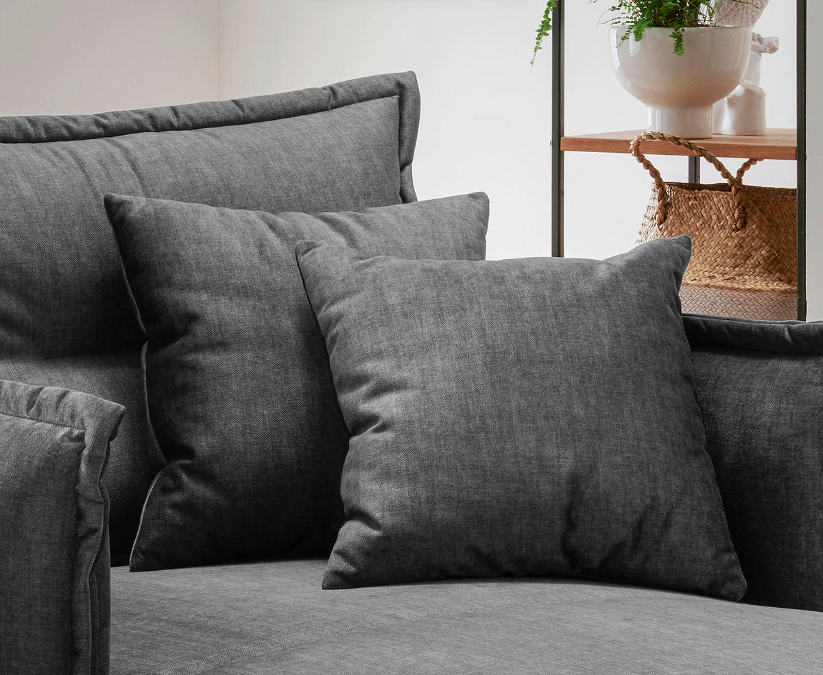 XXL-SESSEL Velours Grau  - Schwarz/Grau, Modern, Textil/Metall (111/101/167cm) - Livetastic