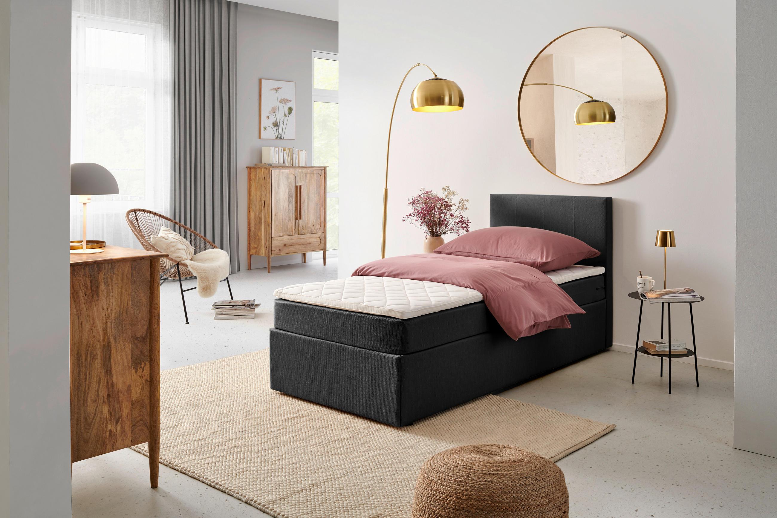 BOXBETT 90/200 cm  in Grau  - Schwarz/Grau, Basics, Kunststoff/Textil (90/200cm) - P & B