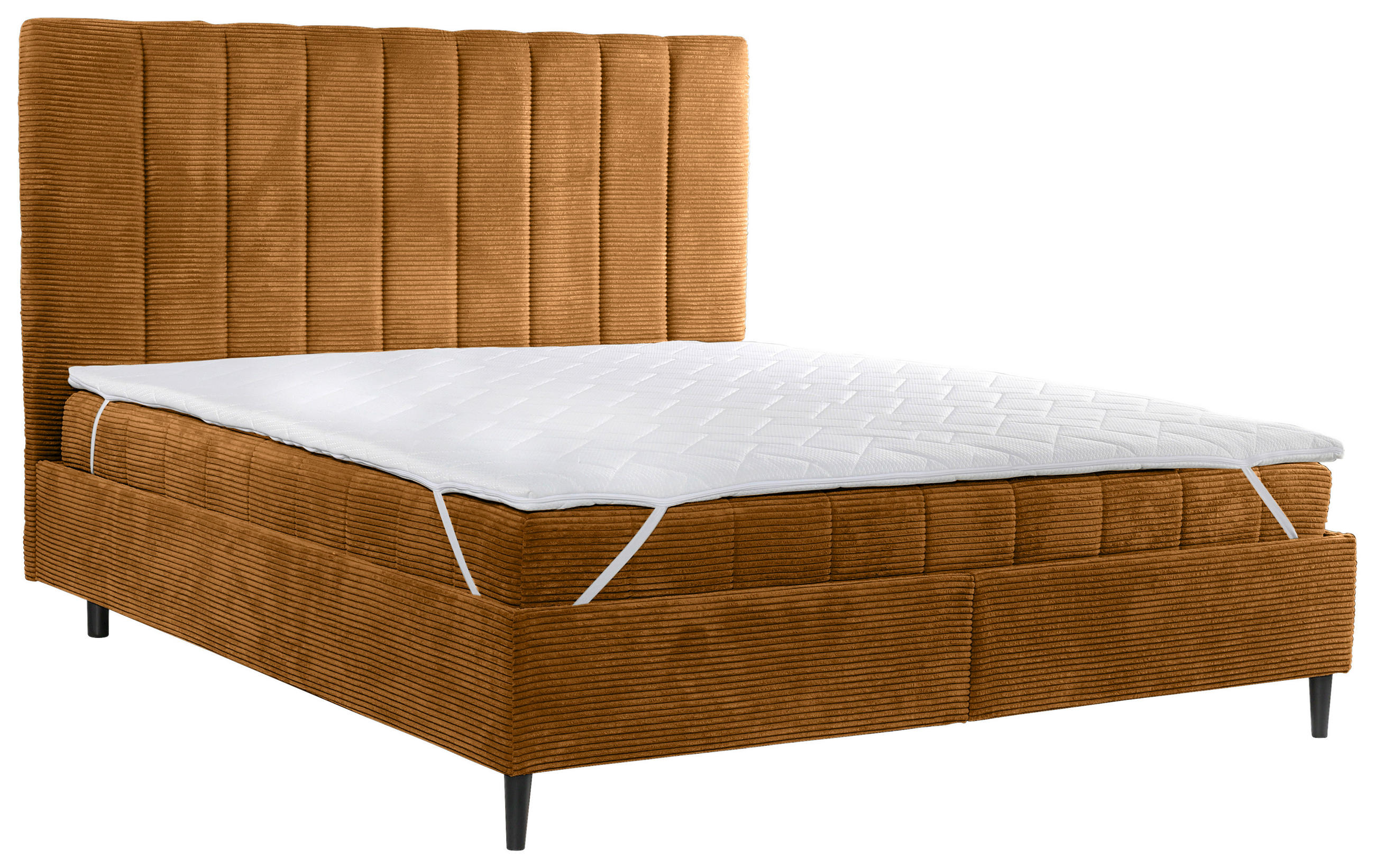 POLSTERBETT Matratze, Lattenrost 180/200 cm  in Kupferfarben  - Creme/Schwarz, LIFESTYLE, Holz/Textil (180/200cm) - Livetastic