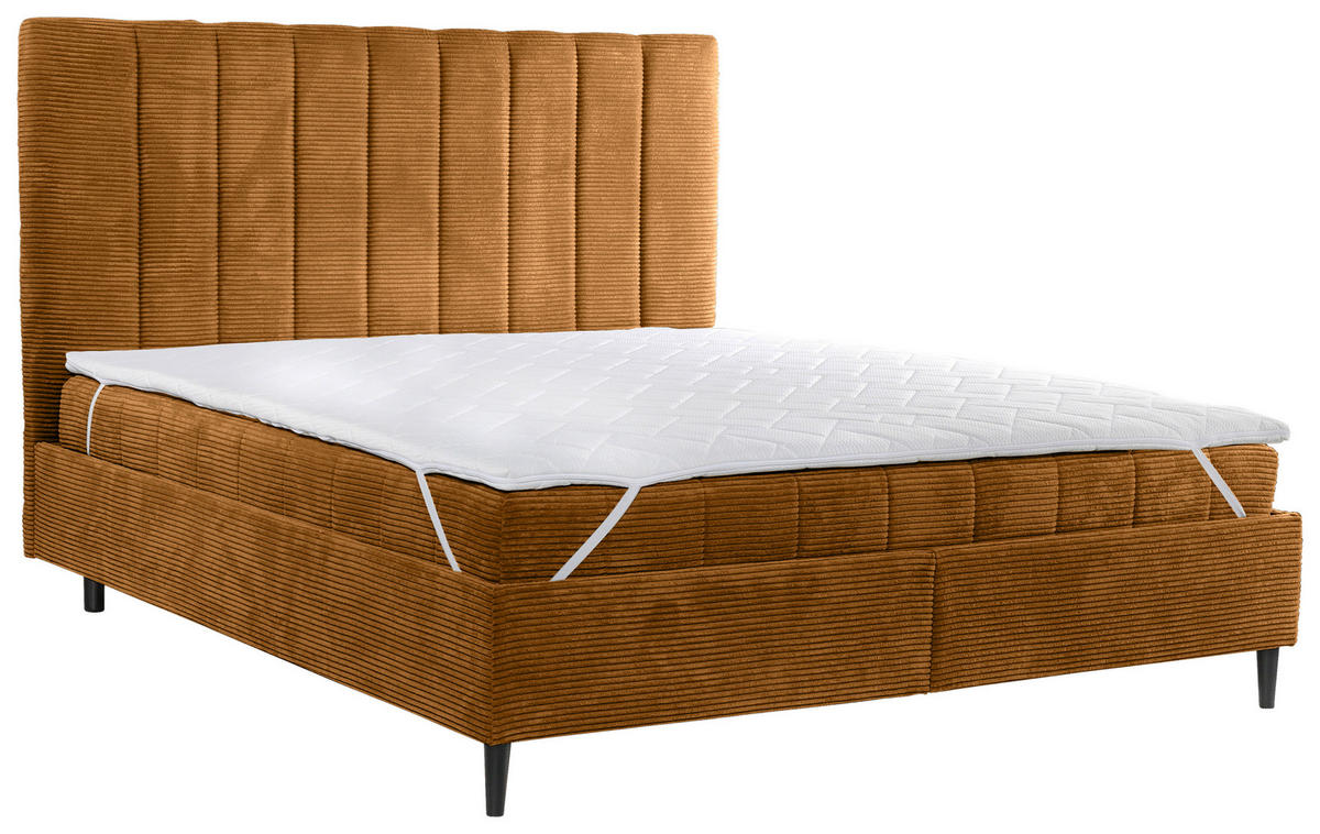 POLSTERBETT Matratze, Lattenrost 180/200 cm  in Kupferfarben  - Creme/Schwarz, LIFESTYLE, Holz/Textil (180/200cm) - Livetastic