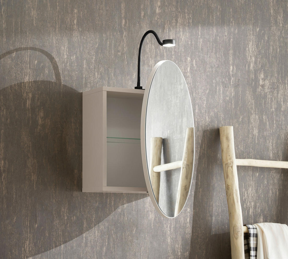 TÜKRÖS SZEKRÉNY 60/60/20 cm  - kasmírszínű, Lifestyle, faalapú anyag/Üveg (60/60/20cm) - home24