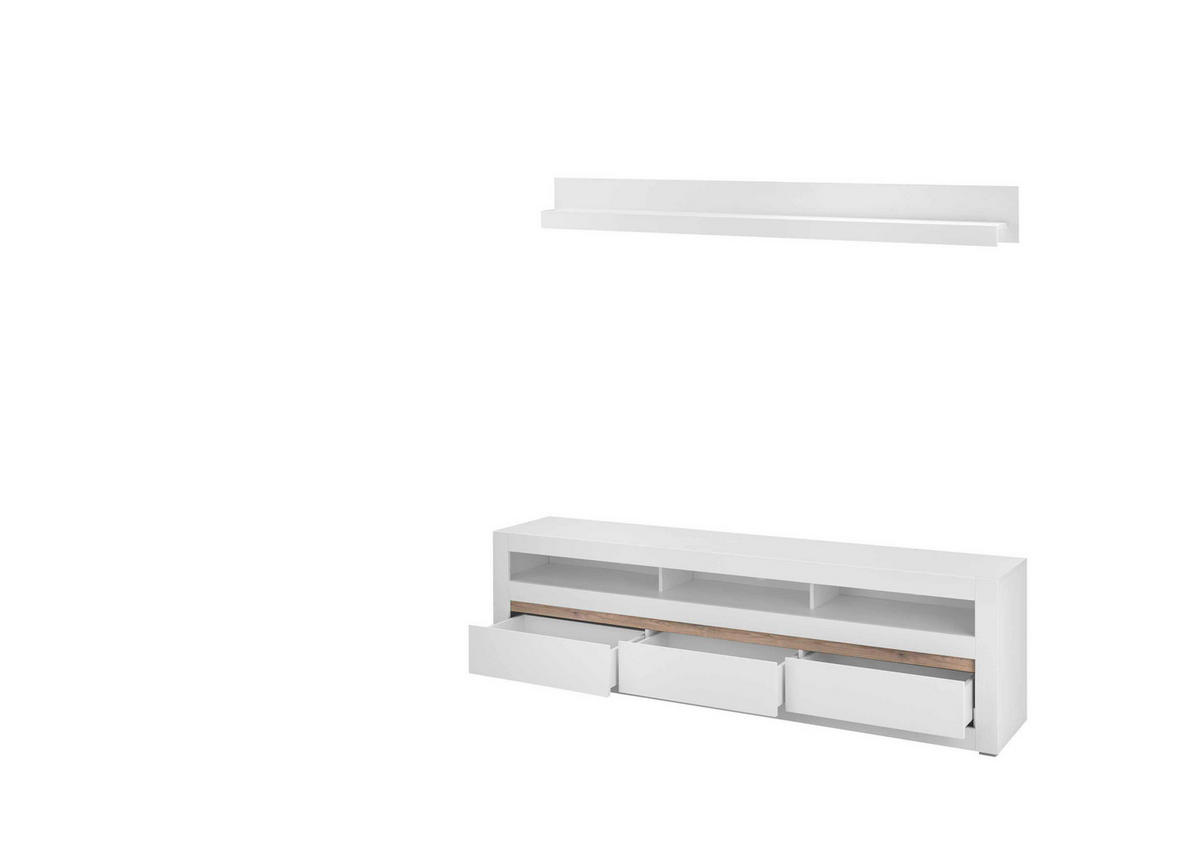 WOHNWAND 2-teilig  in Weiß, Eichefarben  217/170/42 cm  - Eichefarben/Weiß, Design, Holzwerkstoff (217/170/42cm) - MID.YOU