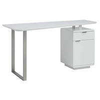 SCHREIBTISCH  Weiß, Nickelfarben, Weiß Hochglanz Stauraum  - Chromfarben/Weiß Hochglanz, MODERN, Holzwerkstoff/Metall (150/76/74cm) - MID.YOU