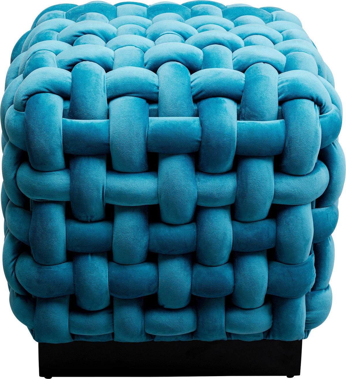 HOCKER in Textil Azurblau  - Azurblau/Schwarz, Design, Textil/Metall (47/46/47cm) - Kare-Design