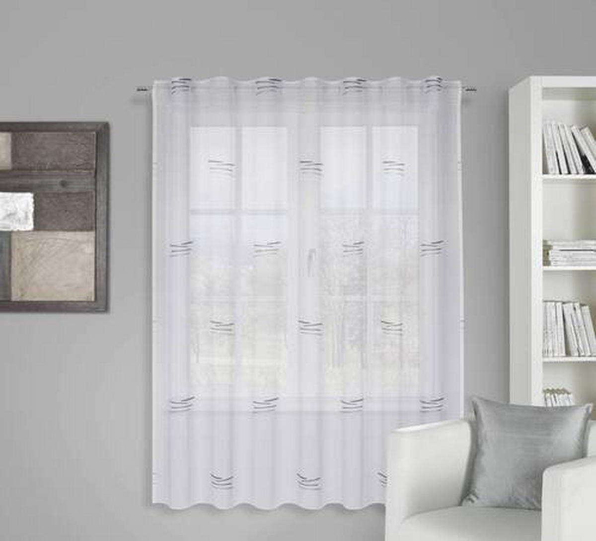 GOTOVA ZAVESA siva, bela - siva/bela, Konvencionalno, tekstil (140/180cm) - Esposa