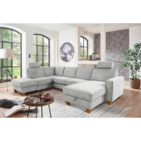 WOHNLANDSCHAFT in Flachgewebe Silberfarben  - Eichefarben/Silberfarben, Konventionell, Holz/Textil (213/309/161cm) - Sit & More