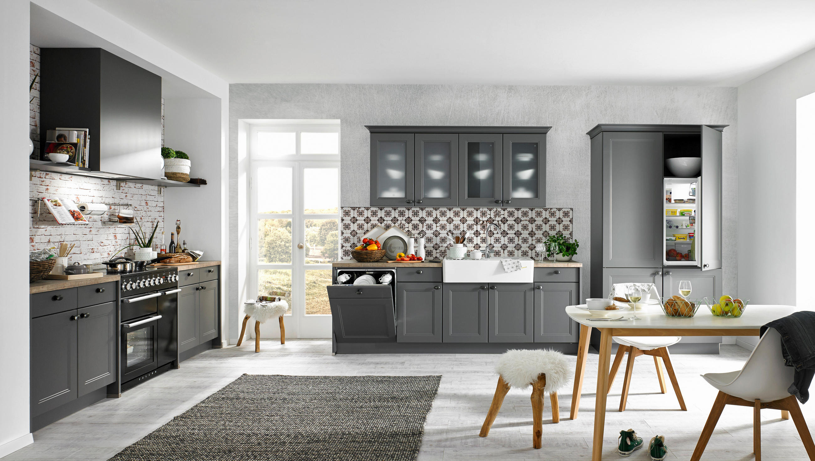 EINBAUKÜCHE WINDSOR LACK  - Grau, Design, Glas/Holzwerkstoff - Nolte Küchen