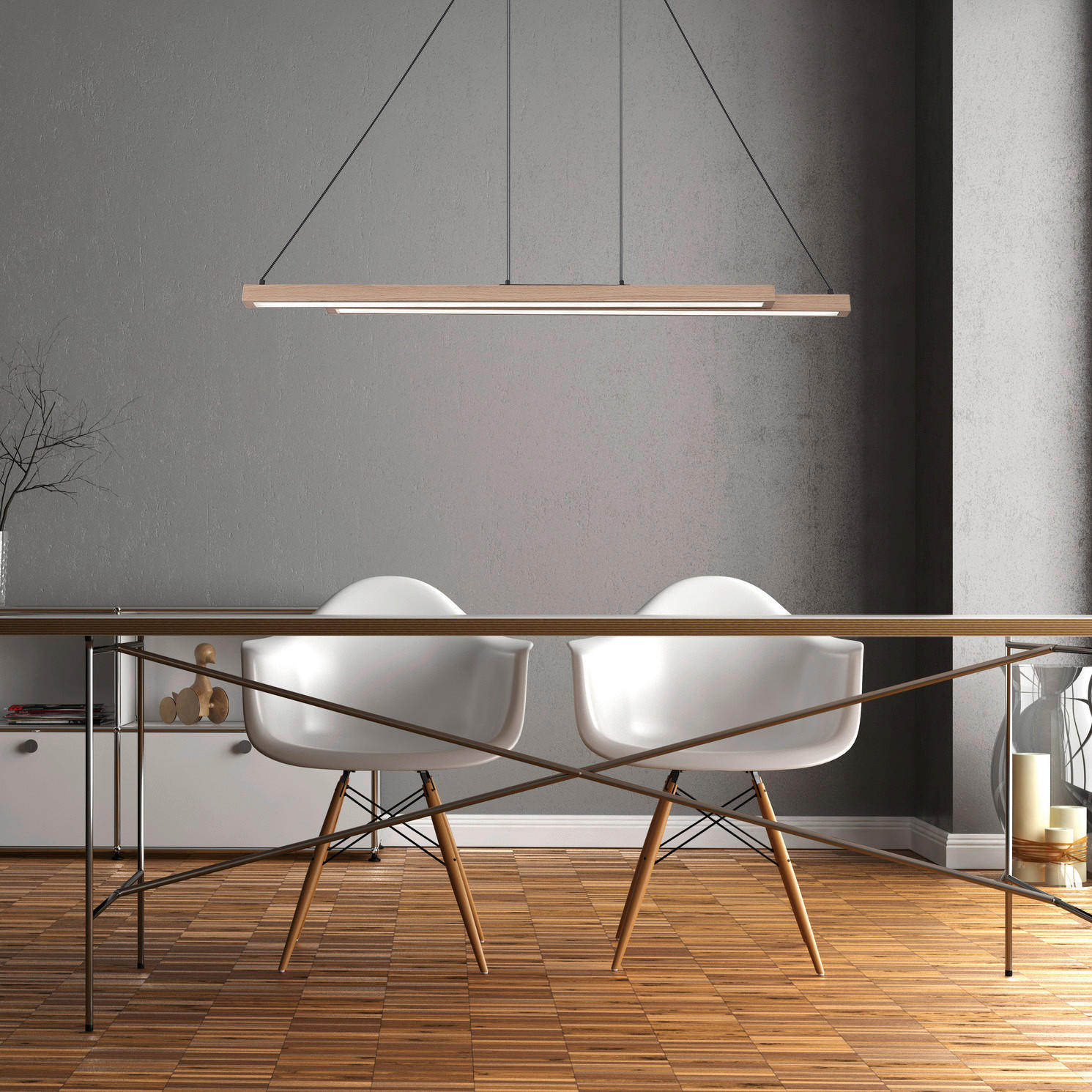 LED-HÄNGELEUCHTE 171/7/120 cm    - Dunkelbraun/Schwarz, Design, Kunststoff/Metall (171/7/120cm) - Globo