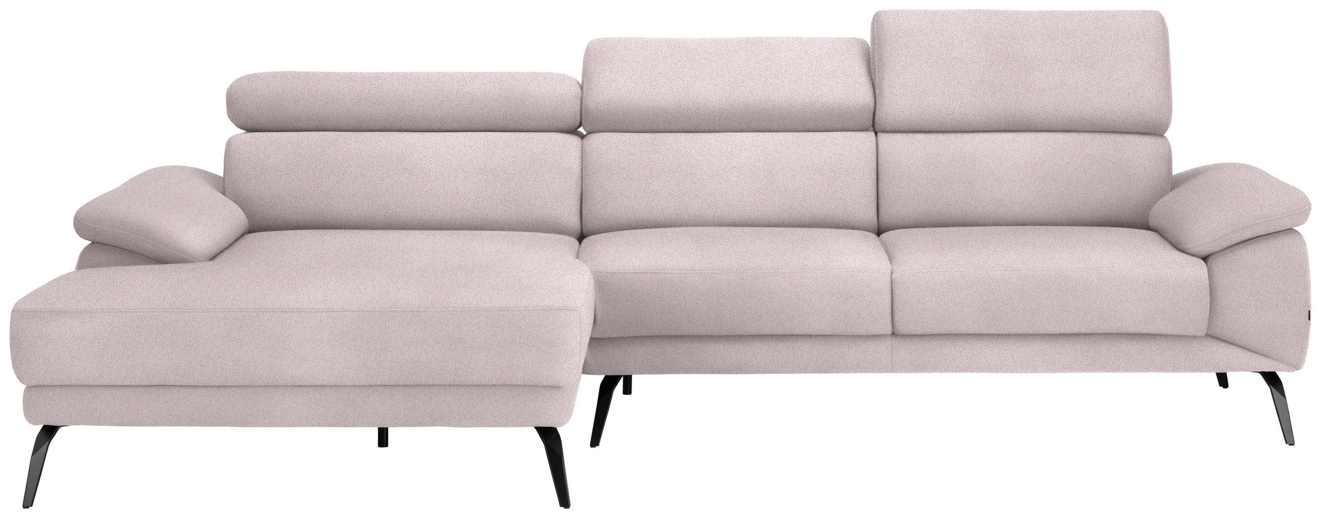 ECKSOFA Hellrosa Velours  - Hellrosa/Schwarz, Design, Textil/Metall (187/295cm) - Novel