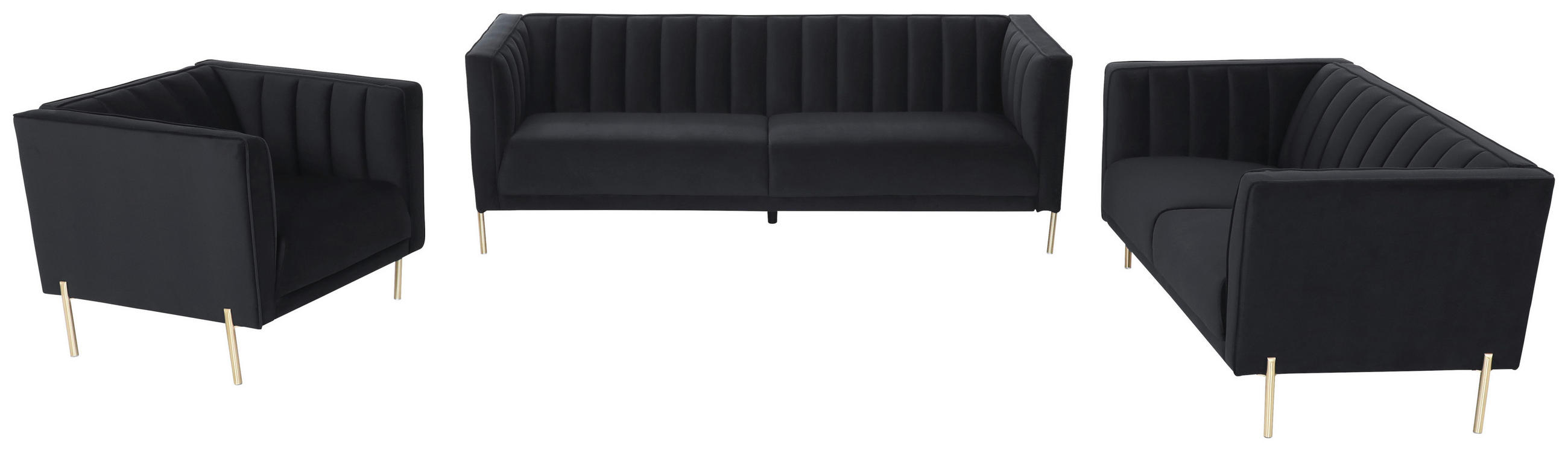 SESSEL in Samt Schwarz  - Goldfarben/Schwarz, Design, Textil/Metall (101/75/85cm) - Livetastic