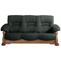 3-SITZER-SOFA in Echtleder Dunkelgrün  - Dunkelgrün/Eichefarben, Lifestyle, Leder/Holz (205/95/95cm) - Max Winzer