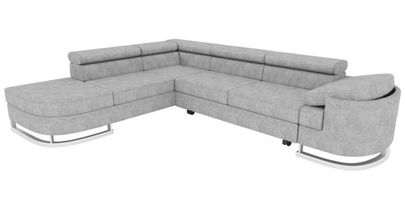 ECKSOFA in Lederlook Hellgrau  - Chromfarben/Hellgrau, KONVENTIONELL, Textil/Metall (224/278cm) - Carryhome