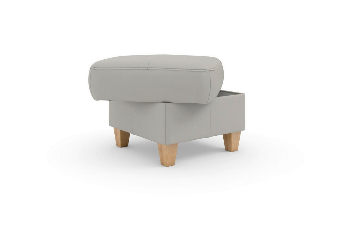 TABURETKA, koža, 58/48/58 cm - farba duba/svetlosivá, Basics, koža/drevo (58/48/58cm) - Sit & More