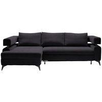 ECKSOFA in Chenille Schwarz  - Schwarz, Konventionell, Textil/Metall (184/265cm) - Hom`in