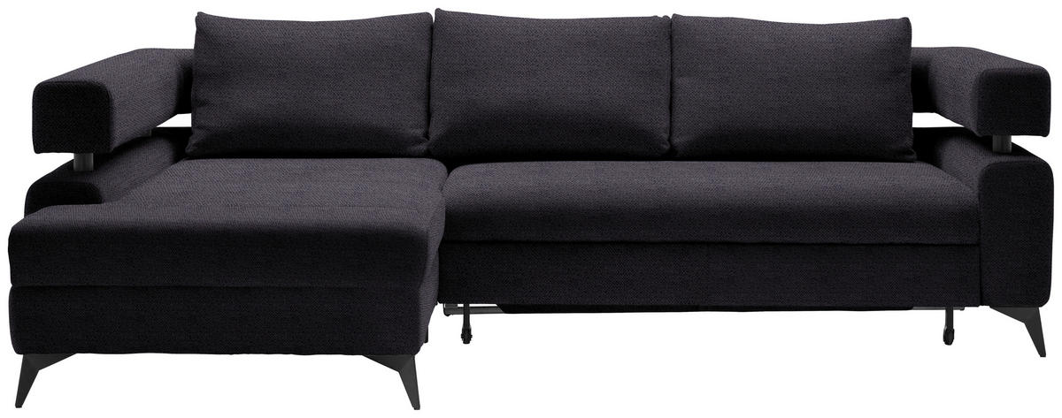 ECKSOFA in Chenille Schwarz  - Schwarz, Konventionell, Textil/Metall (184/265cm) - Hom`in