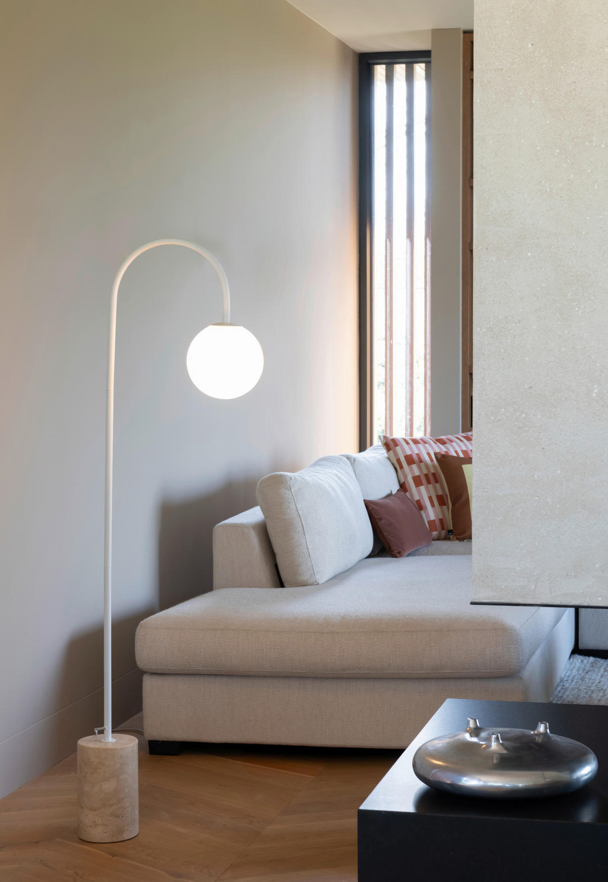 STOJACÍ LAMPA, 42/163 cm  - bílá, Design, kov/kámen (42/163cm) - It's about Romi