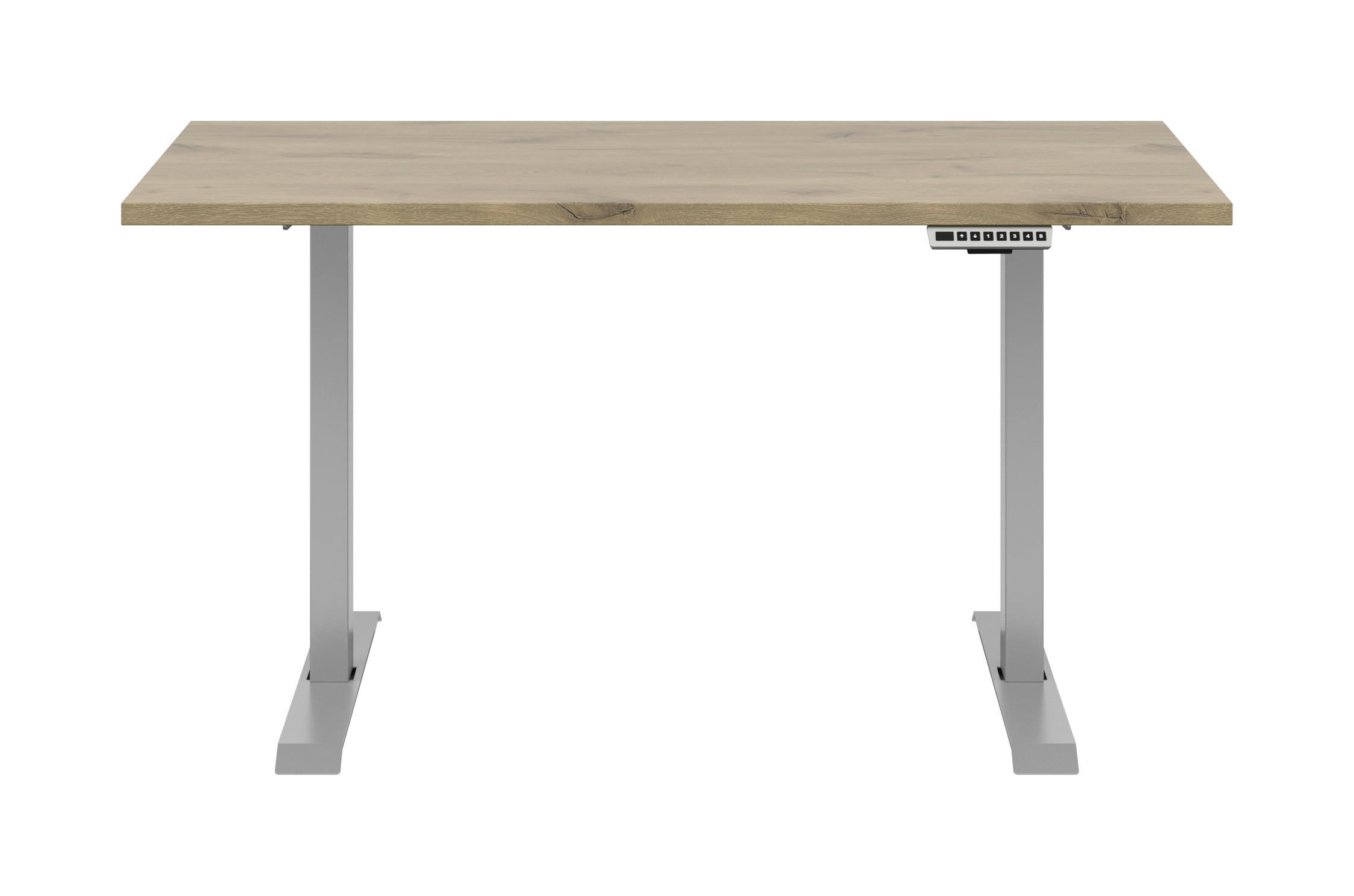 SCHREIBTISCH 135/68/72 cm  in Eichefarben  - Eichefarben/Silberfarben, KONVENTIONELL, Holzwerkstoff/Metall (135/68/72cm) - Voleo