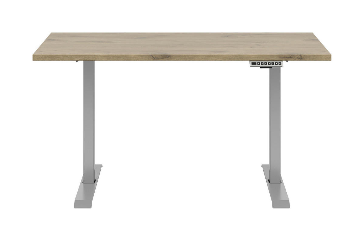SCHREIBTISCH 135/68/72 cm  in Eichefarben  - Eichefarben/Silberfarben, KONVENTIONELL, Holzwerkstoff/Metall (135/68/72cm) - Voleo