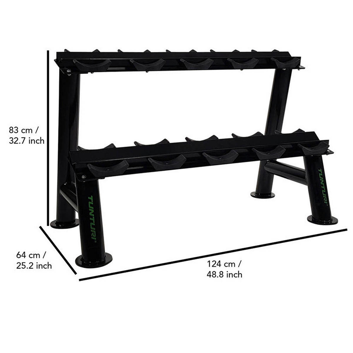 HANTELSTÄNDER Tunturi Pro Ablageplatte für Kurzhantelregal  - Schwarz, KONVENTIONELL, Kunststoff/Metall (120/22/5cm)