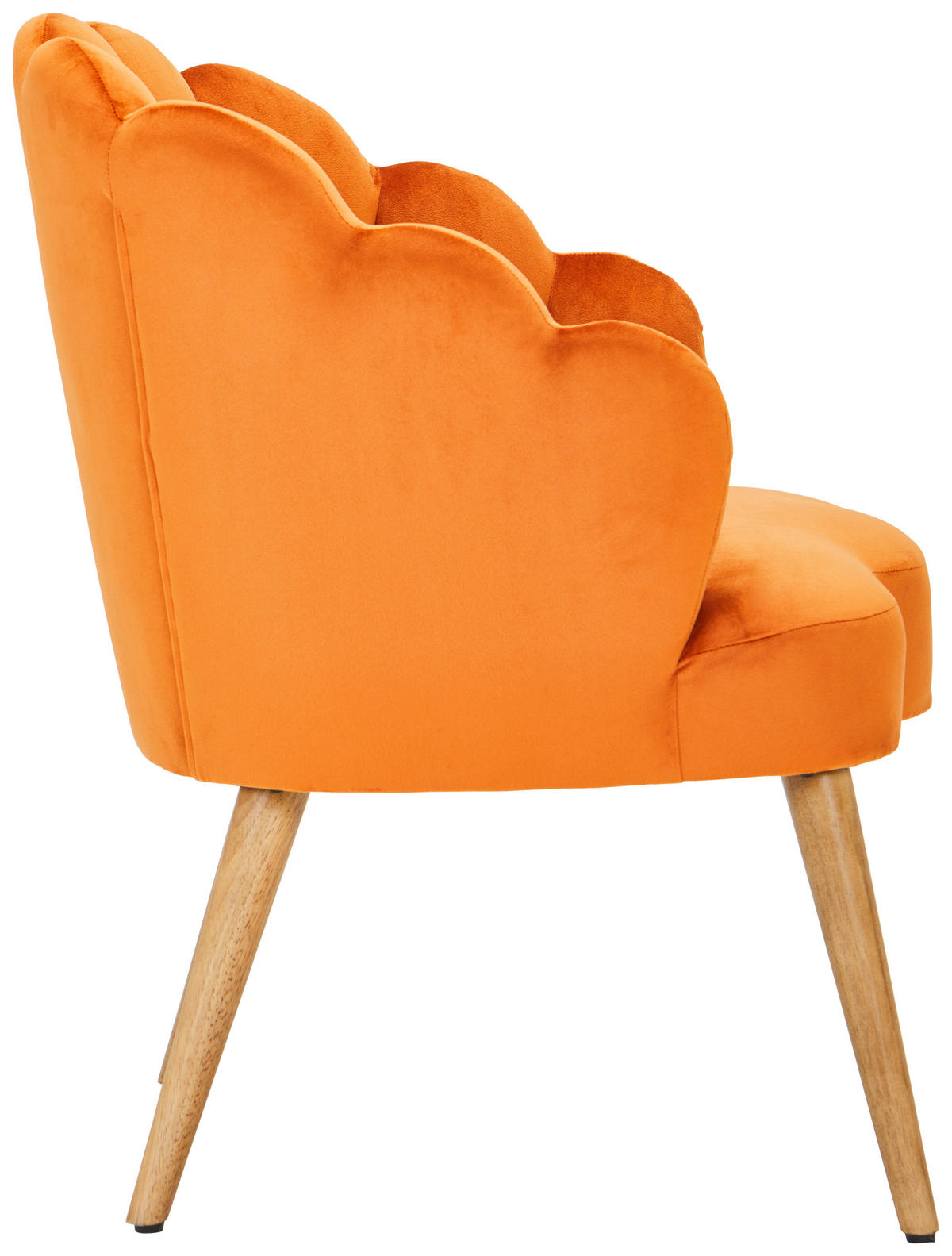 SESSEL Samt Orange, Ecru    - Ecru/Orange, Design, Holz/Textil (67/80/65cm) - MID.YOU
